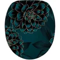 Sanilo WC-Sitz Dahlien A539600, oval, aus Holz, mit Absenkautomatik und Metallscharnier, mit Motiv