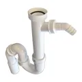 tecuro Küchen-Ablaufgarnitur 1 1/2 Zoll mit Geräteanschluss für Spül - oder Waschmaschine, Siphon Flexibel Kürzbar Weiß Geruchsverschluss, Siphon