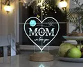 Geschenkelampe Persönliches Muttertagsgeschenk mit Fernbedienung Herzförmiges Nachtlicht Personalisierte Mama Lampe Geschenkideen zum Muttertag MOM Herz LED