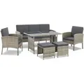 Juskys Polyrattan Gartenmöbel Sitzgruppe Turin Grau Meliert
