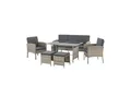 Juskys Polyrattan Gartenmöbel Sitzgruppe Turin Set 6 teilig - Outdoor Möbel mit Tisch – Lounge grau-meliert