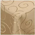 DecoHomeTextil Heimtextilmanufaktur Tischdecke Kringel Circle Tafeldecke Ornamente Damast Tischdecke braun Eckig 110 x 110 cm