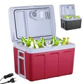 Arebos 40 Liter Kühlbox | zum Kühlen & Warmhalten | Mini Kühlschrank | Mobil Kühlschrank mit ECO Modus | 12/230 V für Auto & Steckdose | elektrische Kühlbox | Kühltasche | Isoliertasche | Rot