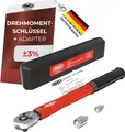 FAMEX 10878-2A Profi Drehmomentschlüssel 1/4 Zoll (6,3 mm), ±3%, 5-30 Nm - Rechts- und Linksmessung, mit Adapter