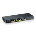 Zyxel Netzwerk PoE Switch 8 Port | Smart Managed Gigabit LAN Splitter | 8X GbE PoE+ mit 77W Budget | Lüfterlos Design | VLAN, IGMP, QoS | Desktop oder Wand Montage, Kit im Lieferumfang | GS1900-8HP