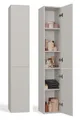 CDF Bad Hochschrank 174 cm Badezimmerschrank mit Langer Tür hoher Stauraum schmaler Standschrank modern holzoptik Aufbewahrung - Kaschmir (beige)