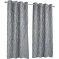 2er-set Thermovorhänge Anthrazitgrau Mit Kurvenmotiv 140x240 Cm