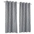 IDMarket - 2er-Set Thermovorhänge anthrazitgrau mit Kurvenmotiv 140x240 cm