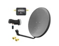 ARLI 60cm HD SAT Anlage grau + Single LNB + Satfinder SAT-Antenne (60 cm, Stahl, Digital 1 Teilnehmer Antenne Grau UHD 4K FullHD)