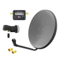 60cm Sat Antenne Anlage grau Single LNB 1 Teilnehmer Satfinder F Stecker HD 4K