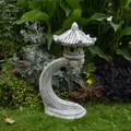 Rankei jap. Steinlaterne Steinskulptur 65 cm 22 kg Grau Weißbeton frostsicher