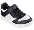 Skechers Quick Street Sneaker für Jungen, Schwarzes Synthetikmaterial, weiß-Blauer Besatz, 6 UK Child