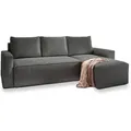 Masseno Ecksofa, Grau, Kunststoff, 3-Sitzer, L-Form, seitenverkehrt montierbar,L-Form, 232x140 cm, Wohnzimmer, Sofas & Couches, Wohnlandschaften, Ecksofas