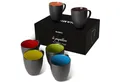 MiaMio Tasse MIAMIO - 6 x 350 ml Kaffeetassen Set Außen Schwarz Innen Farbig