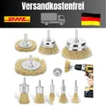 DazSpirit 9-teiliges Drahtbürste Set für Bohrmaschine – Messingbeschichtete D...