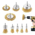 Drahtbürsten Set, Messingbürsten, Topfbürsten 9 Stück für Bohrmaschine