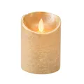 LED Echtwachskerze - Gold Rustik - D7,5cm / H10cm - mit Wackelflamme - Batteriebetrieben - Timerfunktion - Weihnachtsdeko