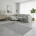 Jimri Teppich Läufer - Tepiche für Wohnzimmer, Schlafzimmer, Küche, Kinderzimmer, Badezimmer - Boho Kelim - Läufer Flur, Hellgrau-Weiß, Größe: 80x150 cm