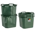 BURI Wäschekorb 5x Obstkorb 25L grün Gartenkorb Gemüsekorb stapelbar Erntekorb