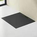 doporro Duschtasse Duschwanne 100x120x3 flach Mineralguss in Anthrazit inkl. Ablaufgarnitur AL06 DIN-Anschlüsse für bodengleiche Montage geeignet Geoma07