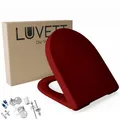 LUVETT® D140 Toilettendeckel mit Absenkautomatik D Form Rot - SoftClose Klodeckel Abnehmbar - Klobrille aus Antibakteriellem Duroplast - WC Sitz 3in1 Befestigung Inkl. - Toilettensitz Made in EU