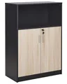 Beliani Büroschrank Heller Holzfarbton/schwarz 117x80x40 cm abschließbar Ablage Zehna