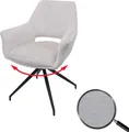Esszimmerstuhl HWC-M53, Küchenstuhl Polsterstuhl mit Armlehne, drehbar Auto-Position, Metall Stoff MVG creme-weiß
