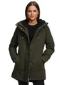 Navahoo Damen Winterjacke (XS-3XL) - 100% Baumwolle Obermaterial, Kapuze mit Kordelzug, Taillierungsband, Warme Jacke Frauen - N038 (M, Olive)