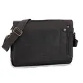 ALMADIH Leder Umhängetasche Herren Dylan sw Premium Rindsleder Ledertasche Laptop Fach 15 Zoll Aktentasche Messenger Unitasche Schultertasche Freizeittasche Tragetasche Unisex schwarz (Dylan Black)