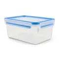 EMSA Clip & Close Frischhaltedose, rechteckig, 2,2 L, Aufbewahrungsbox, 100 Prozent dicht, spülmaschinen-, gefrier-, mikrowellenfest, Transparent, Blau, Made in Germany, 508544