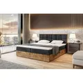 MEBLINI Boxspringbett mit Bettkasten - Gepolstert Doppelbett mit Matratze und Topper - Polsterbett mit Stauraum - Bett mit Kopfteil - Stauraumbett ... - Schwarz