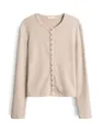 OPUS Damen Langarmshirt | SALTUS Slim Button-up Shirt aus Rippjersey Macadamia, 44