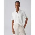 OPUS Poloshirt Poloshirt mit dezenter Rippstruktur Lockerer Schnitt, Knopfleiste, Polokragen weiß 44