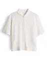 OPUS Damen Kurzarmshirt | Poloshirt mit dezenter Rippstruktur Regular Fit Milk, 44