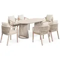 di volio Gartenmöbel Set ARNELI – beige, großzügige Gartengarnitur mit Tisch und 6 Stühlen, Terrassenmöbel für außen, stabil & bequem - Beige