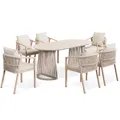 di volio Gartenmöbel Set ARNELI – großzügige Gartengarnitur mit Tisch und 6 Stühlen, Terrassenmöbel für außen, stabil & bequem (Beige)