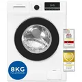 Exquisit Waschmaschine 8kg, Energieeffizienzklasse A, max. 1400 U/Min, Schnellprogramm, Startzeitvorwahl, ECO, 16 Waschprogramme, WA58014-340A weiss - Weiß