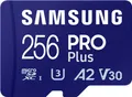 Samsung PRO Plus MB-MD256SA - Flash-Speicherkarte (microSDXC-an-SD-Adapter inbegriffen) - 256 GB - A2 / Video Class V30 / UHS-I U3 - microSDXC UHS-I - Blau