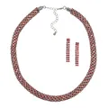 Collierkettchen "Metall 40+6,0cm glanz Glasstein rot" weiß 46cm