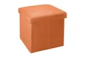Intirilife Sitzhocker (Sitzwürfel mit Stauraum 38x38x38 cm in MANDARINEN ORANGE - Fußablage), Faltbarer Sitzhocker - aus Stoff in Leinen Optik - Aufbewahrungsbox
