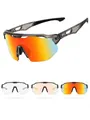 Meayll Fahrradbrille Herren Damen Selbsttönend, Photochrome Laufbrille UV400 mit Verstellbarem Nasenpad, 27g Leichte TR90 Sportbrille Sonnenbrille Schnelle Brille für Fahrrad, MTB, Outdoor, Rot