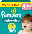 Pampers Baby-Dry Gr. 4 | 204 Windeln 9-14kg Nacht Auslaufschutz Monatsbox