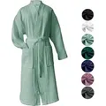 heimtexland ® Bademantel Waffelpique Reisebademantel Saunamantel 100% Baumwolle leicht schnelltrocknend hautfreundlich für Damen und Herren Typ88... - Türkis - XL
