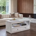 Couchtisch Wohnzimmertisch Beistelltisch, Shabby-Look, Vintage weiß