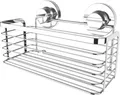 CORNAT Duschregal 3 in 1 - Extra großer & hoher Korb - Zur Wandmontage - Duschablage, 3 Befestigungsoptionen mit Saugnapf, Klebepad & Bohren - Verchromt