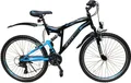 Talson Mountainbike 26 Zoll Fahrrad mit, 21 Gang Shimano, Kettenschaltung, mit Beleuchtung nach StVZO und Vollfederung Schwarz-Blau