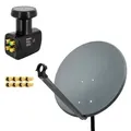PremiumX Satelliten-Komplettanlage 80cm Satellitenschüssel ALU Anthrazit Satellitenantenne Quad LNB F-Stecker, SAT bis 4 Teilnehmer