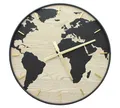 Dekoleidenschaft Wanduhr "Welt" Ø 57 cm, XXL Wohnzimmeruhr in Holz Optik, Küchenuhr, Uhr (moderne Küchenwanduhr zum Aufhängen)