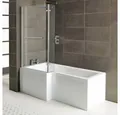 HAK Badewanne Syna Komplettset mit Duschzone, (Set, 4-tlg), Raumsparbadewanne 167,5x85/70 x40cm