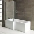 Raumspar Badewanne SYNA mit Duschzone 167,5x85/70 cm, links weiß Komplett Set